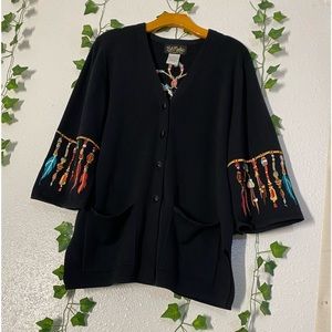 Bob Mackie Sweaters  Mackie Black Button Cardigan Embroidered